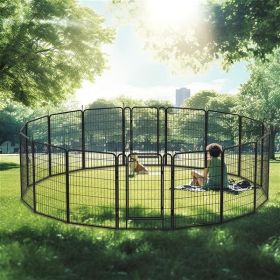 16 Pieces Of Heavy-duty Metal Pet Sports Fence (Option: Black)