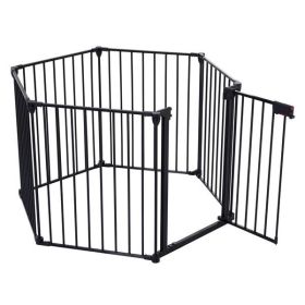 150 Inch Adjustable Safety Door With 6 Pieces, Suitable For House Staircase Doors, Restricted Area Fences (Option: Black)