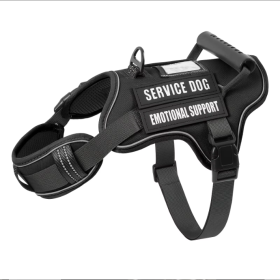 USLOCAL Tactical Service Dog Harness With Control Handle No Pulling Adjustable Reflective Pet Vest Harness Easy Walking Training (Option: Black-L)