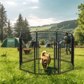 8 Pieces Of Heavy-duty Metal Game Fence (Option: Black)